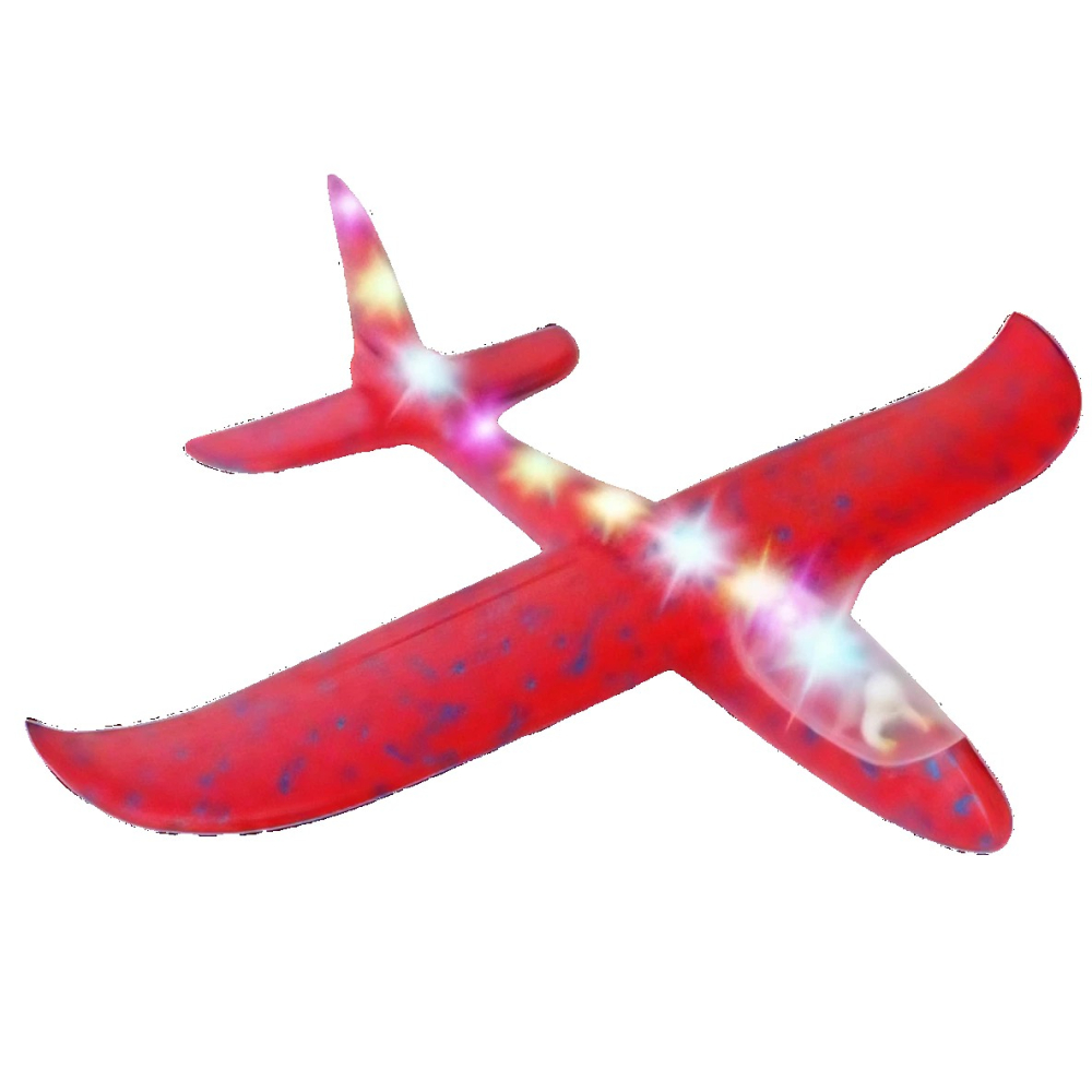 Avion planor cu pilot, polistiren usor, lumini pe cabina, 47 cm, rosu [4]