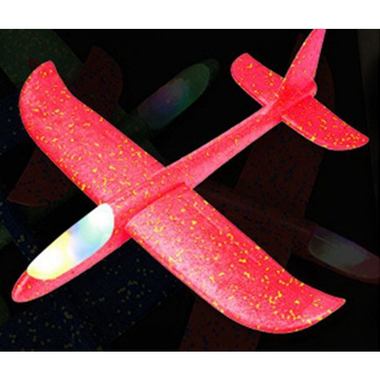 Avion planor din polistiren, lungime 47 cm, cu lumini pe cap, rosu [3]