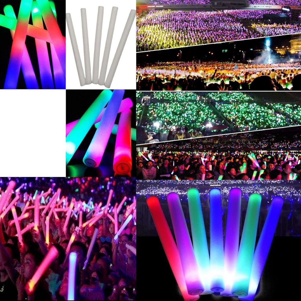 Bagheta cu led din burete, lumini multicolore, 48 x 4 cm, alb [5]