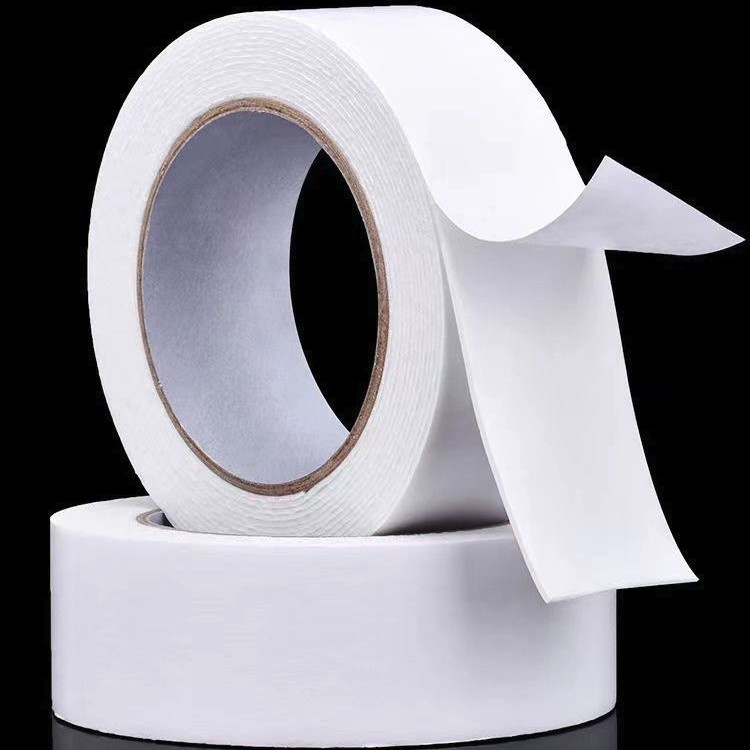 Banda dubla adeziva cu burete, pentru cadouri si ambalaje, 2 m, latime 0.8 cm, alb [4]
