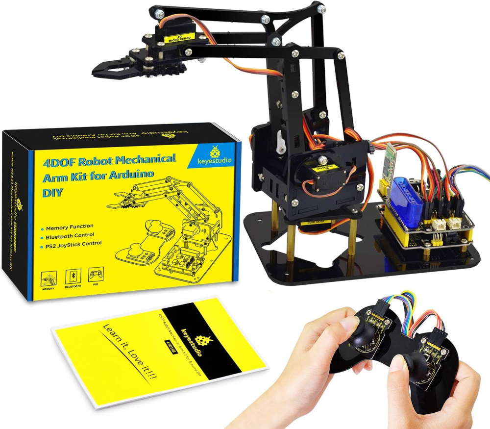 Brat robotic Arduino 4 DOF Keyestudio KS0198X asamblat pe birou cu joystick [2]