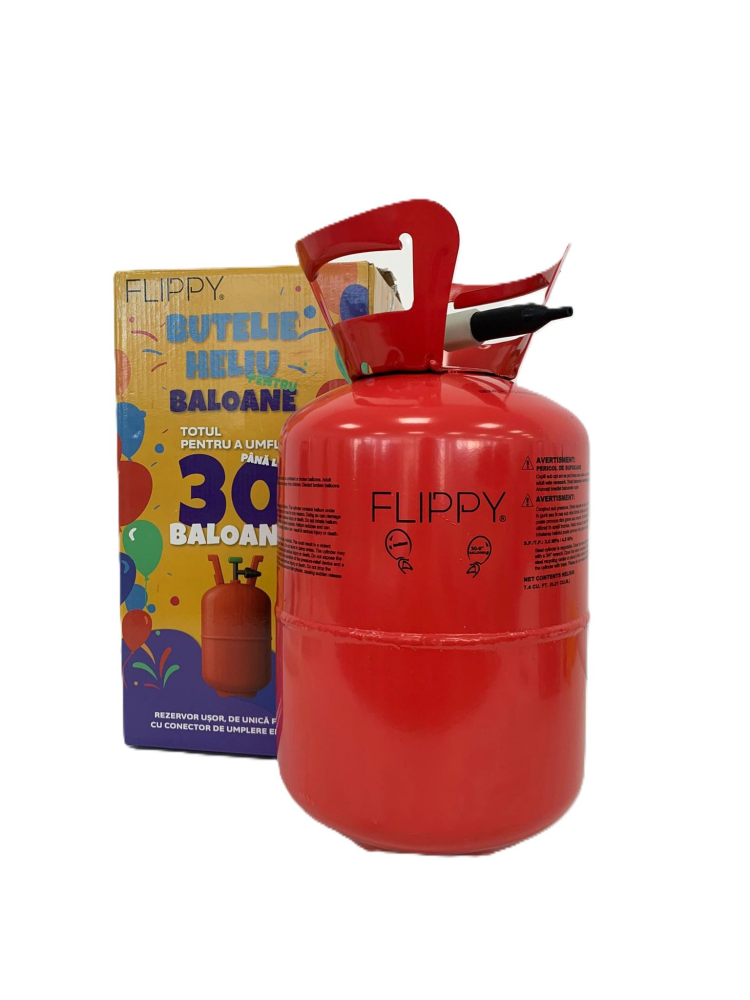 Butelie heliu de unica folosinta, pentru 30 baloane latex, capacitate 7 litri, metal rosu [2]