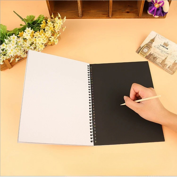 Caiet cu foi de razuit, 10 coli A4, stilou din lemn, fundal curcubeu [3]