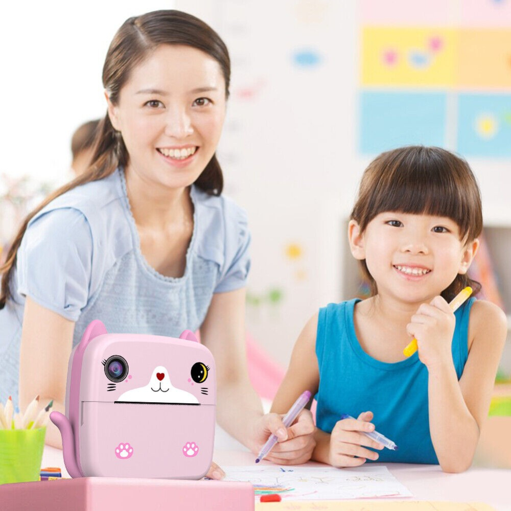 Camera instantanee pentru copii, model Kitty, ecran HD 2.4 inch, imprimare alb-negru [8]