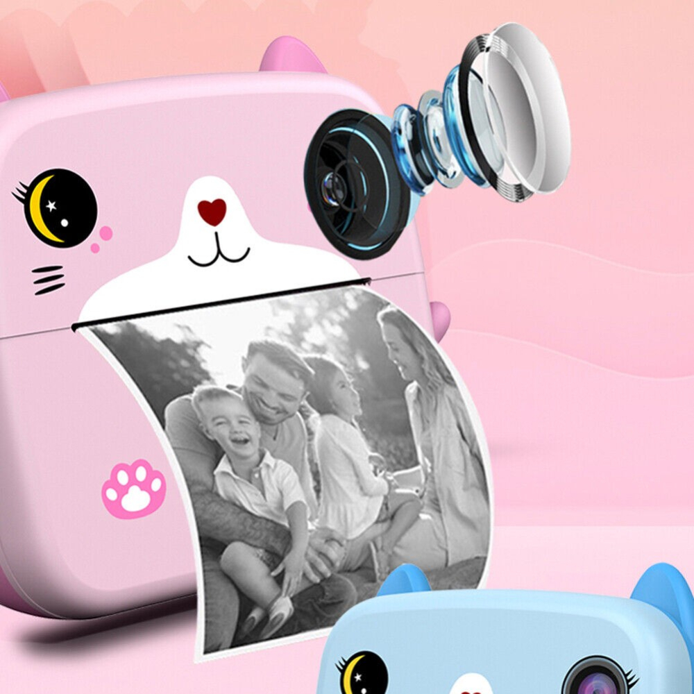 Camera instantanee pentru copii, model Kitty, ecran HD 2.4 inch, imprimare alb-negru [10]