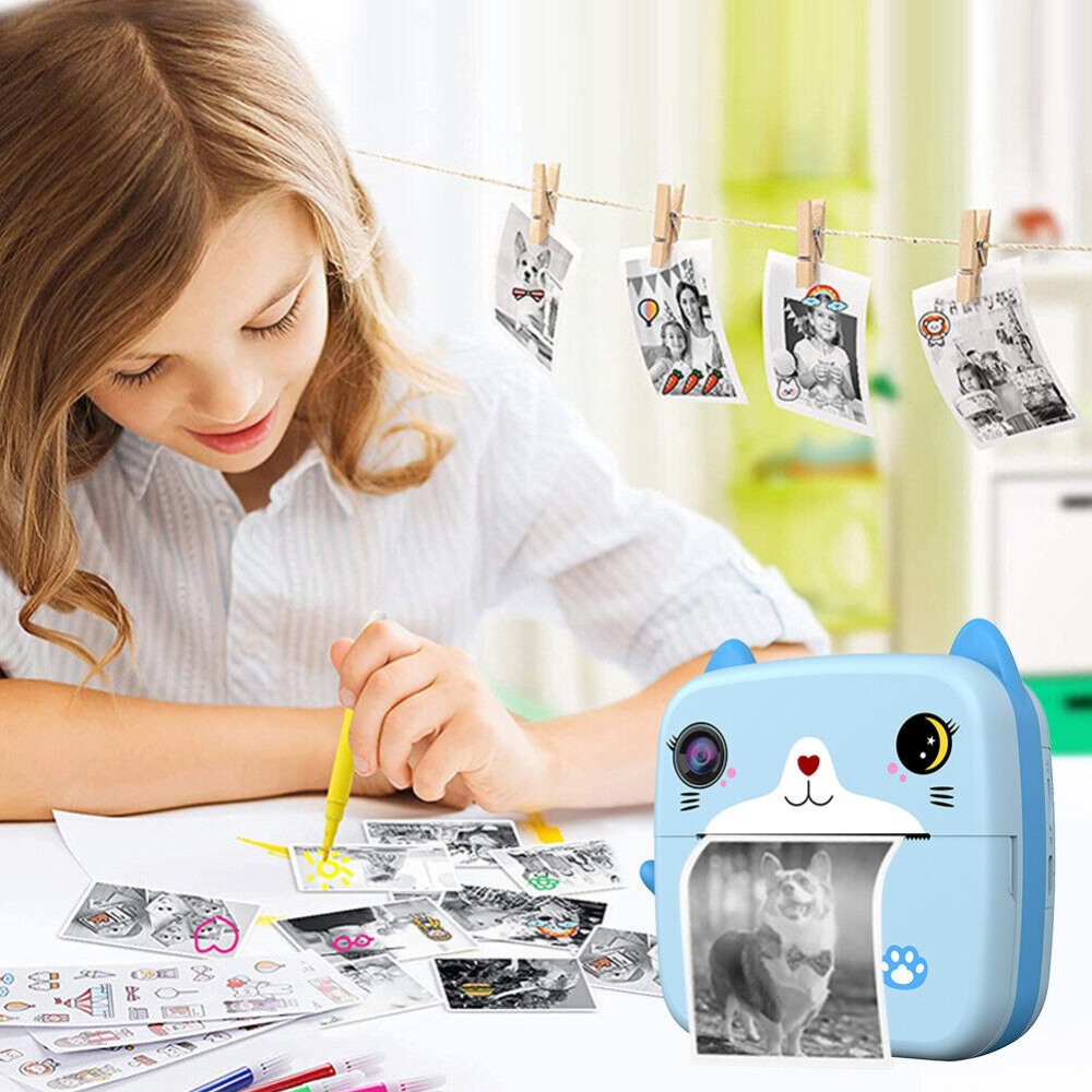 Camera instantanee pentru copii, model Kitty, imprimare alb-negru, ecran HD 2.4 inch [14]