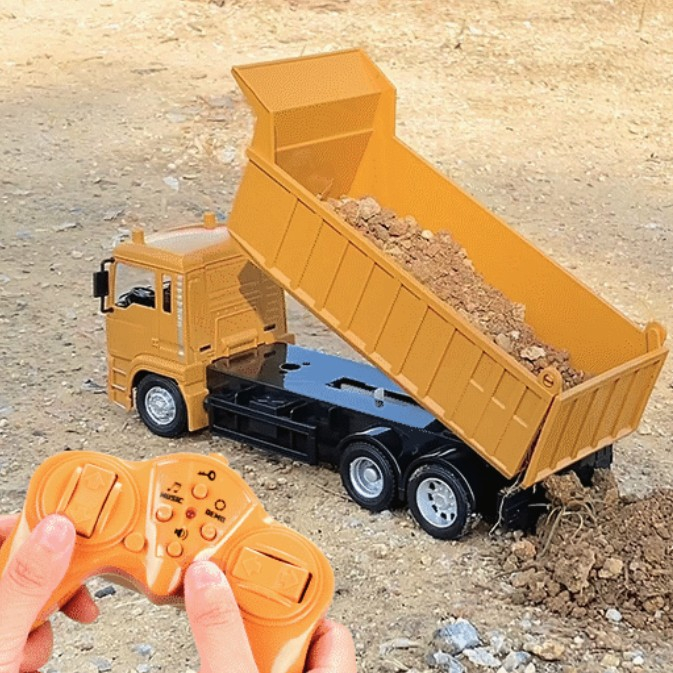 Camion basculanta telecomandat, model basculanta, bena functionala, plastic galben [4]