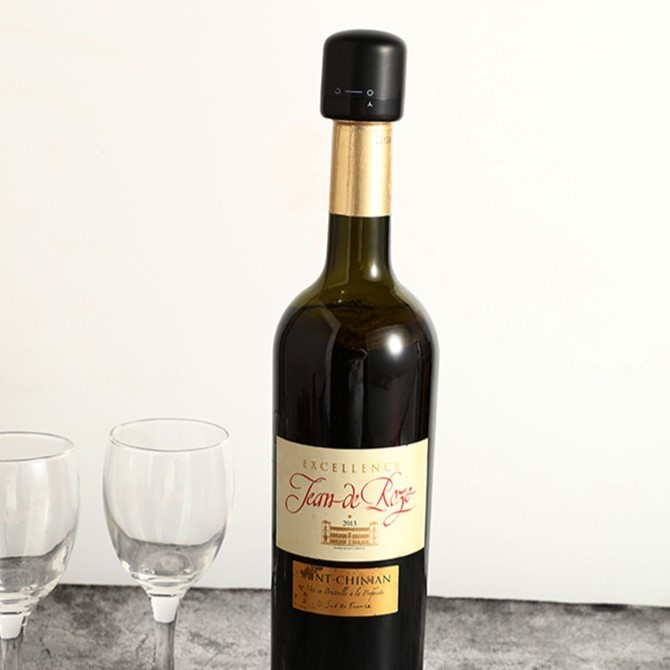 Capac etansare sticla vin, rotativ on-off, silicon, negru [4]