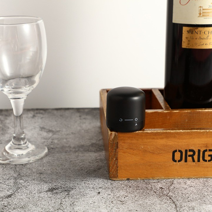 Capac etansare sticla vin, rotativ on-off, silicon, negru [3]