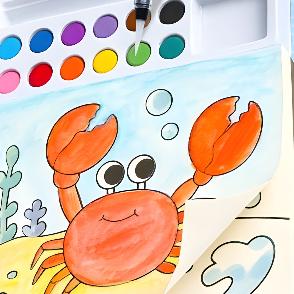 carte colorat acuarela model balena cu pensula rezervor [2]