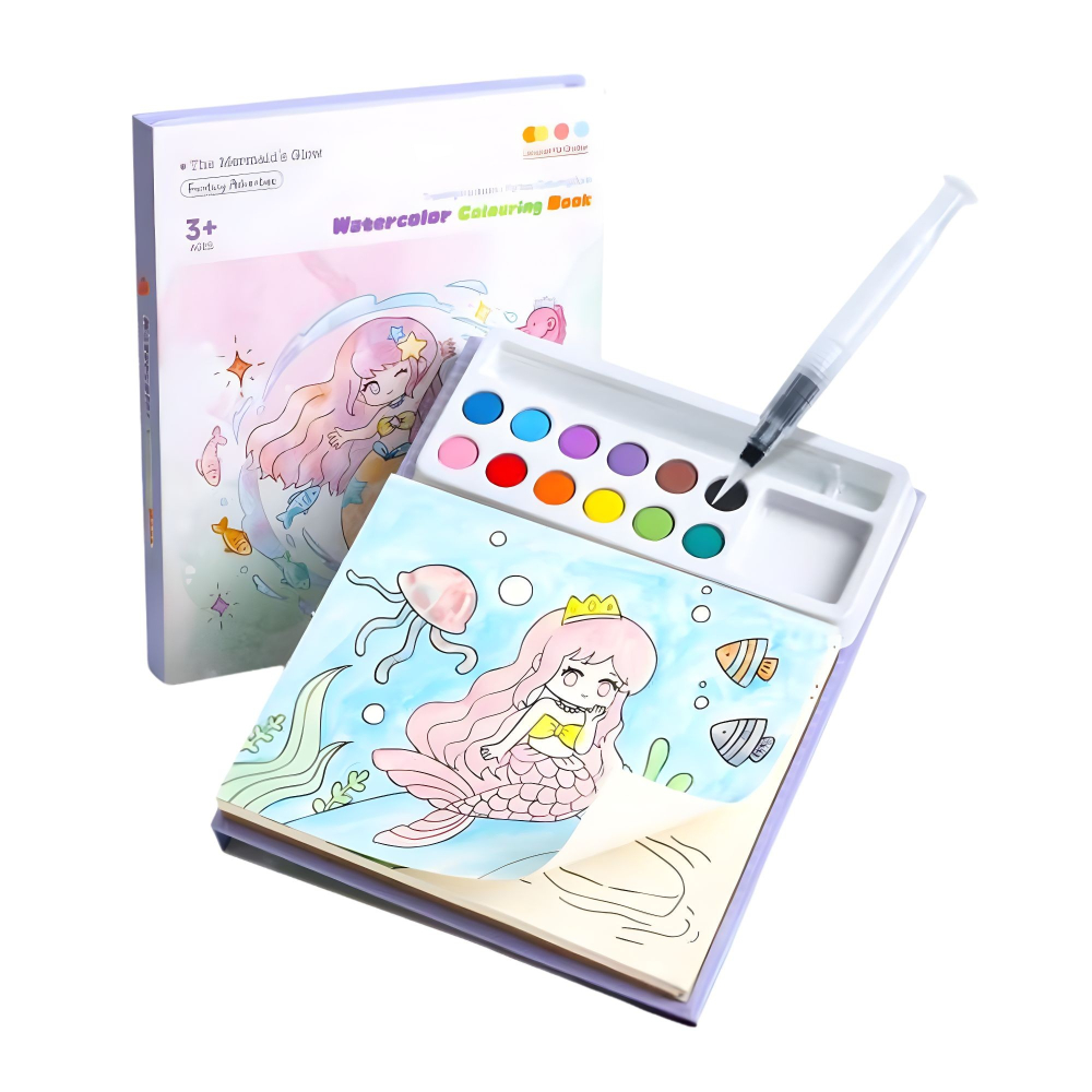 carte colorat acuarela model sirena cu pensula roz [1]