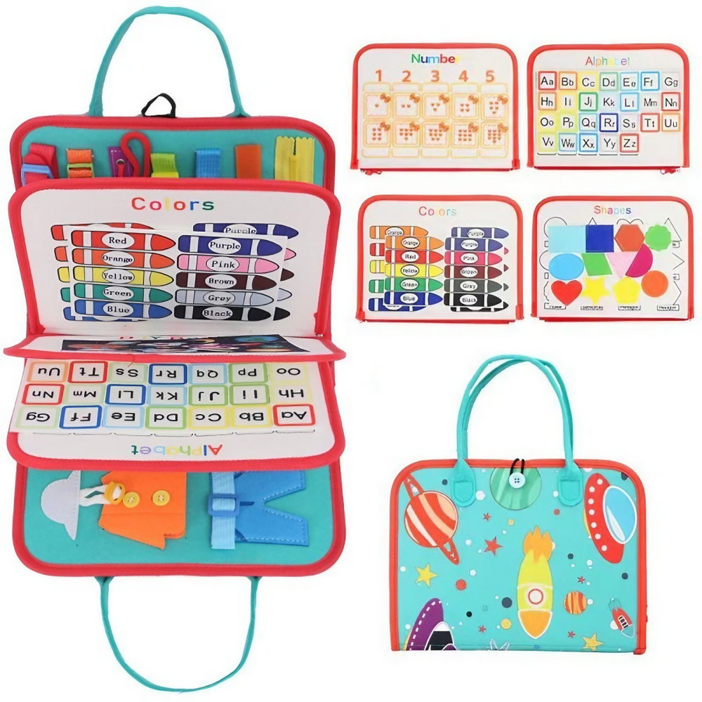 Carte senzoriala Montessori copii, invatare culori si forme, spatiu cosmic 28x22 cm [1]