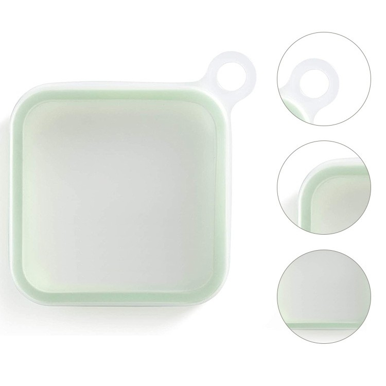 Caserola pentru sandwich, portabila cu capac anti-scurgere, silicon si polipropilena, 15.5x15.5x2.5 cm, verde [8]