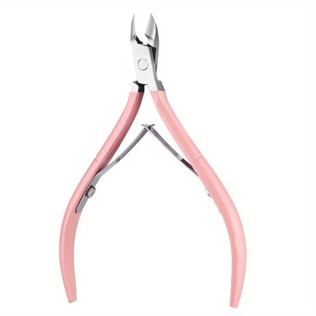 Cleste pentru unghii si cuticule, clasic, otel inoxidabil, cu protectie varf, roz [4]