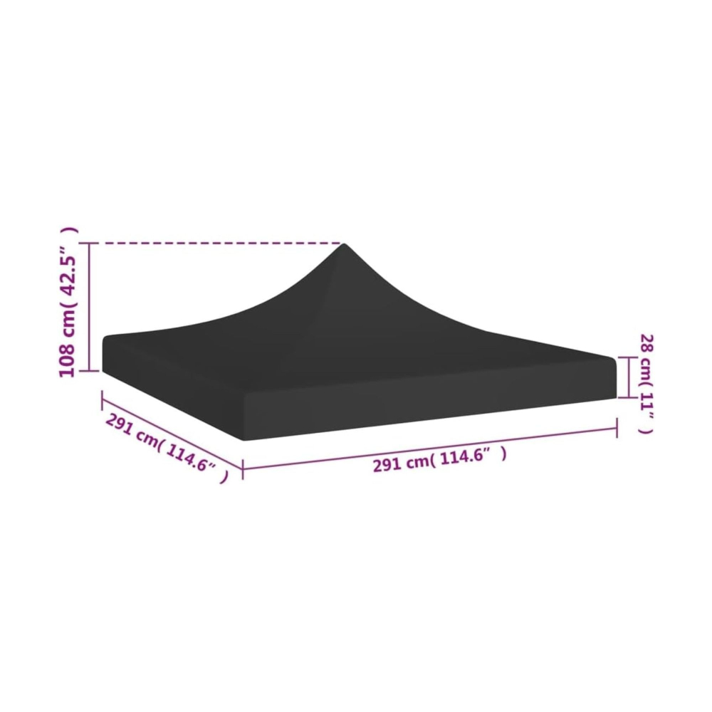 Copertina pentru pavilion, acoperis cort pliabil, rezistenta 420D, 3x3 m, negru [3]