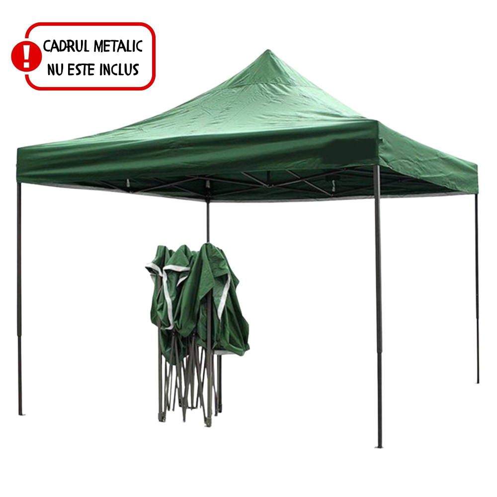Copertina pliabila pentru pavilion, acoperis cort, rezistenta 420D, 3x3 m, verde [2]