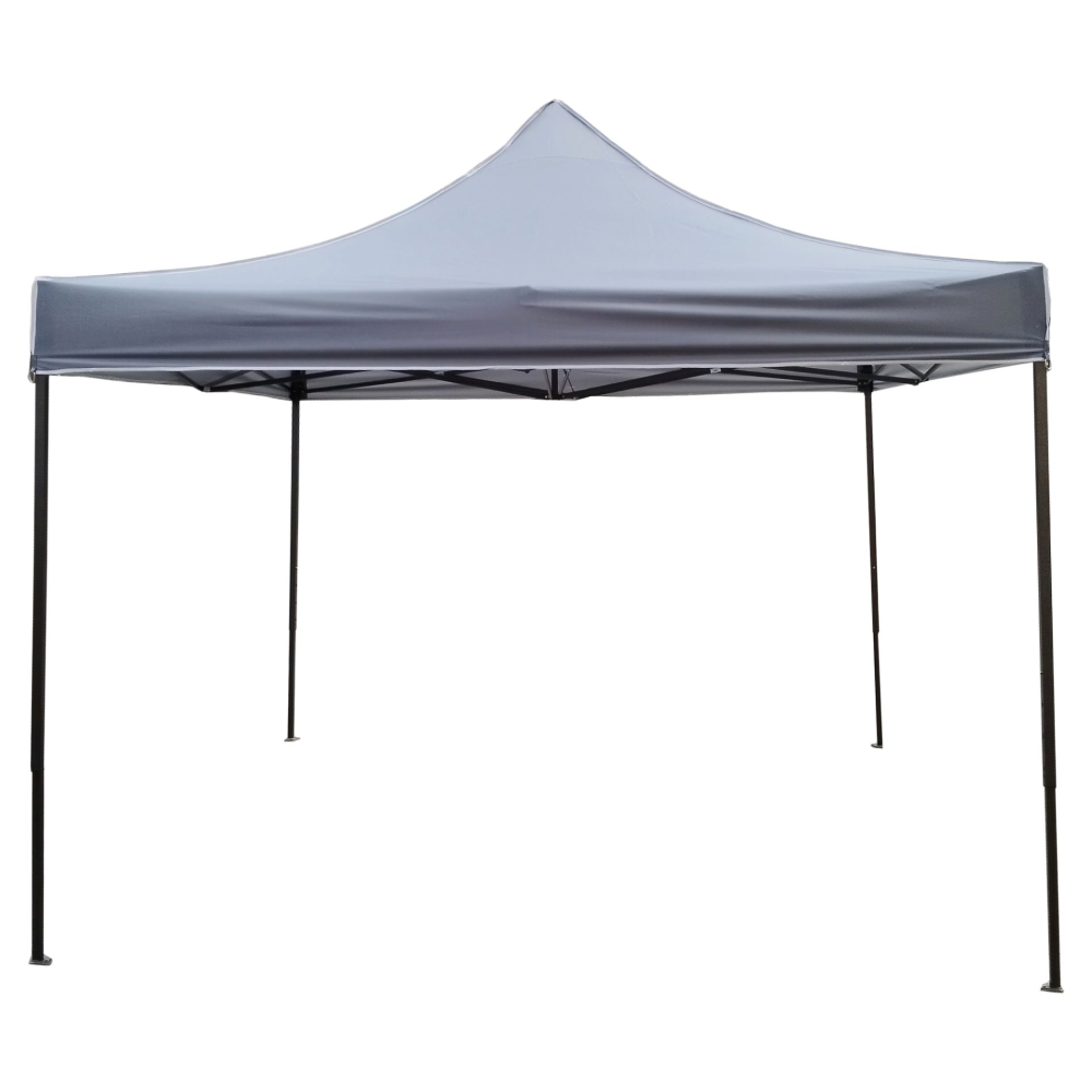 Cort pavilion pliabil 3x3m, cadru metal ranforsat, acoperis poliester oxford 420D, gri [5]