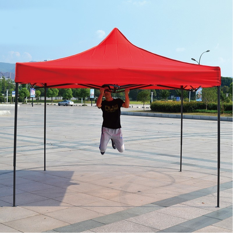 Cort pavilion pliabil 3x3m, cadru metalic, reglabil pe inaltime, rosu [3]