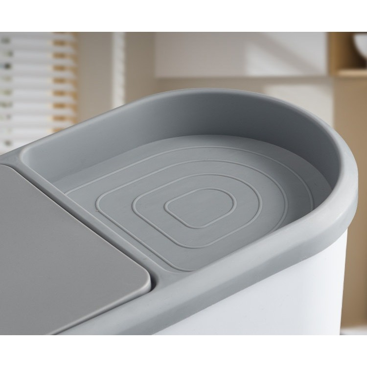 Cos de gunoi cu capac automat, design oval ingust, plastic PP, 10 litri [5]