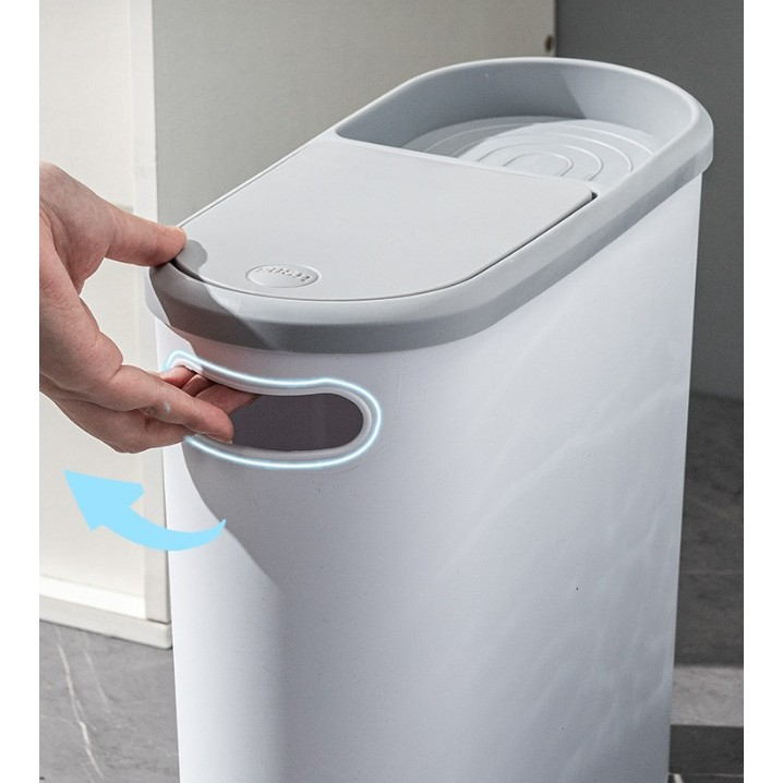 Cos de gunoi cu capac automat, design oval ingust, plastic PP, 10 litri [3]