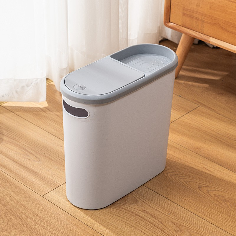 Cos de gunoi cu capac automat, design oval ingust, plastic PP, 10 litri [8]