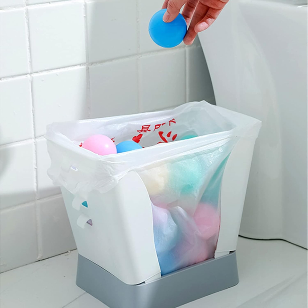 Cos de gunoi extensibil, reglabil si pliabil, din plastic, 21x25x17 cm, alb gri [7]