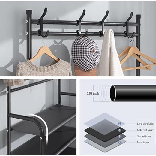 Raft Multifunctional cu 5 Polițe și 8 Cârlige – Organizare Hol sau Dormitor [4]