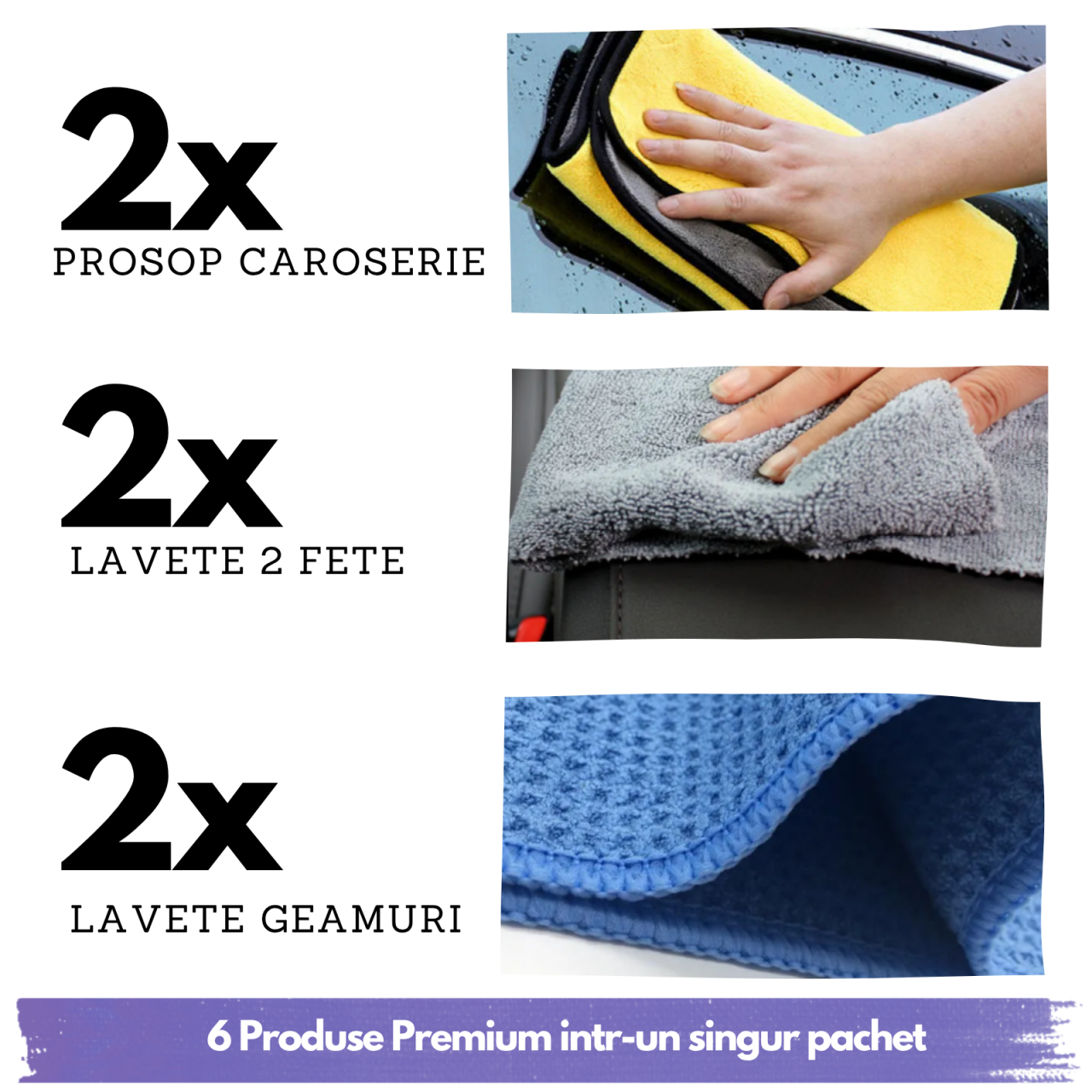 Curat si Clar – Pachet 6 Lavete Auto pentru Interior si Exterior [2]