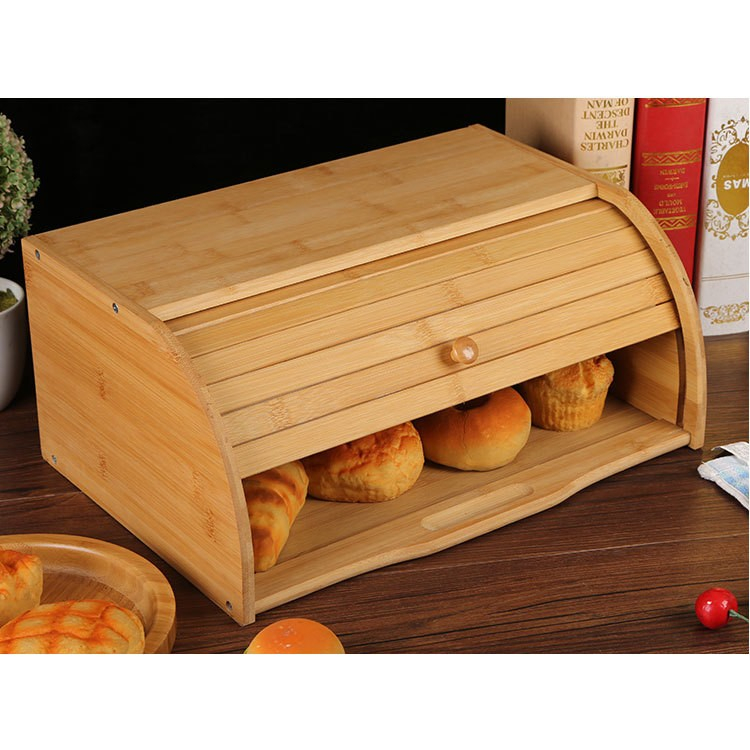 Cutie de paine, multifunctionala, din lemn de bambus, 40 x 27 x 17.3 cm, natur [6]