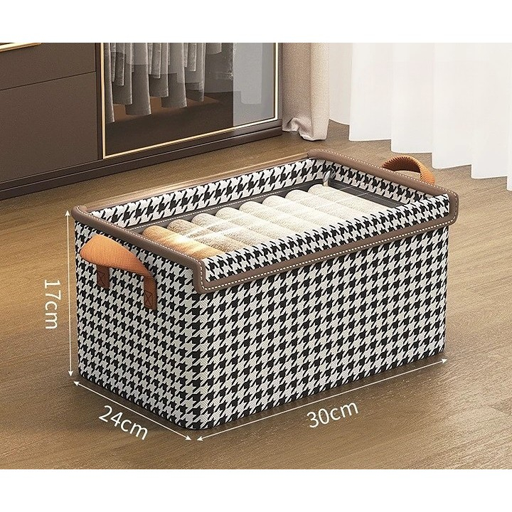 cutie depozitare capac transparent maro model in carouri [7]