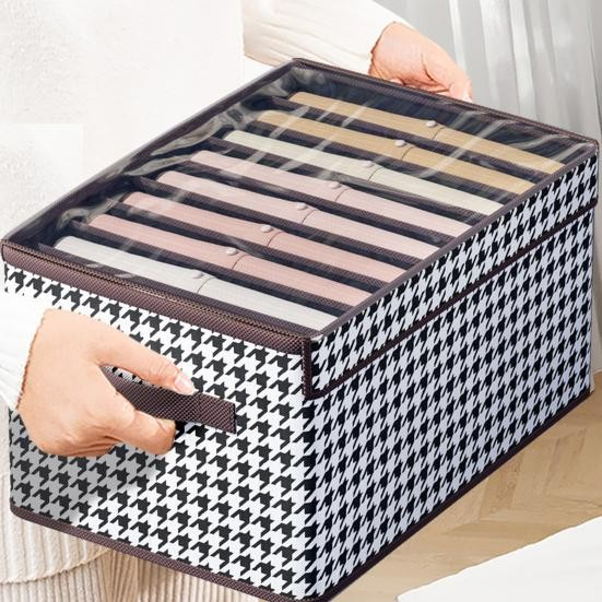 cutie depozitare capac transparent maro model in carouri [3]