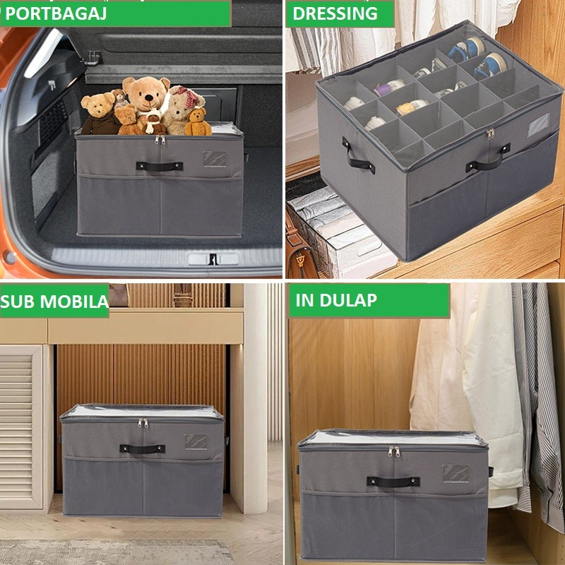 cutie depozitare pantofi transparenta pliabila cu fermoar [3]