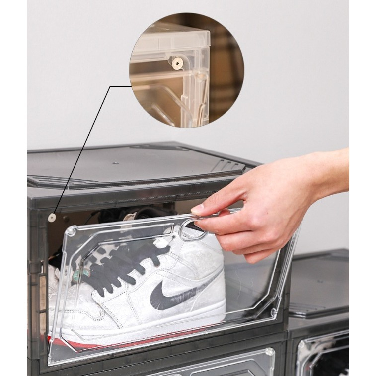 cutie organizator pantofi transparent gri cu usa magnetica [5]