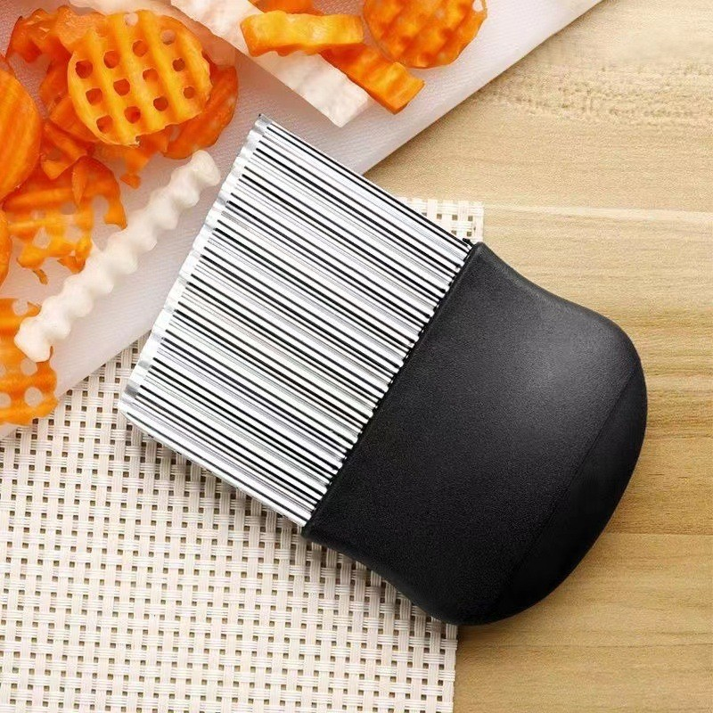 Cutit pentru cartofi ondulati, taieturi precise, maner ergonomic, negru [6]