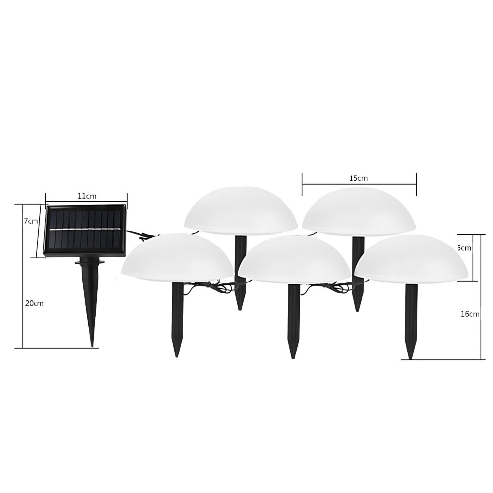 decoratiune gradina lampa solara 5 ciuperci alb cald [5]