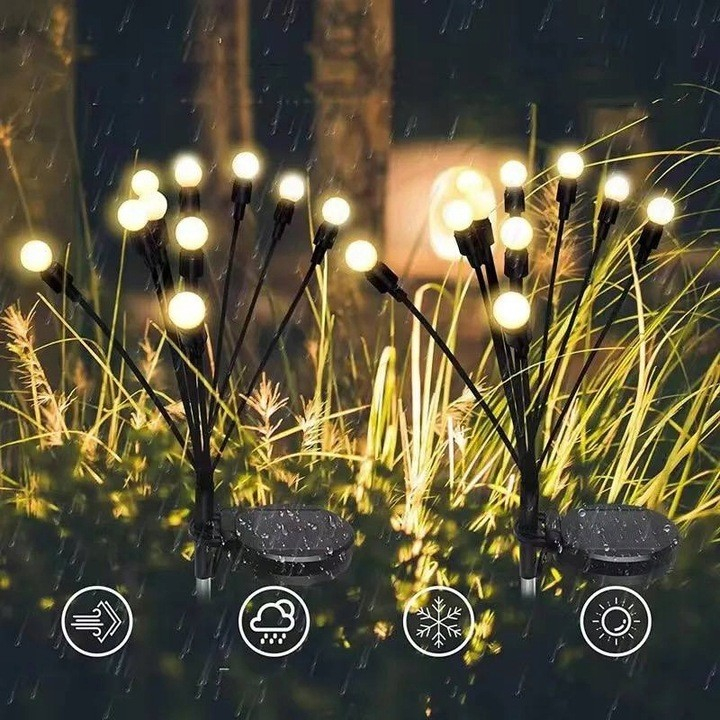 Decoratiune pentru gradina cu incarcare solara, 6 bulbi, alb cald [4]