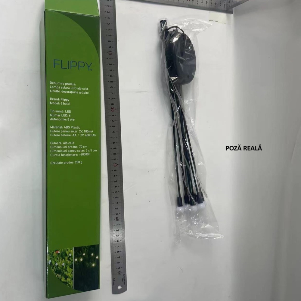 Decoratiune pentru gradina cu incarcare solara, 6 bulbi, alb cald [7]