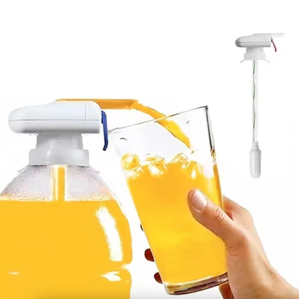 Dispenser dozator automat pentru bauturi, model electric cu baterii AA, tub lung, plastic alb-albastru [5]