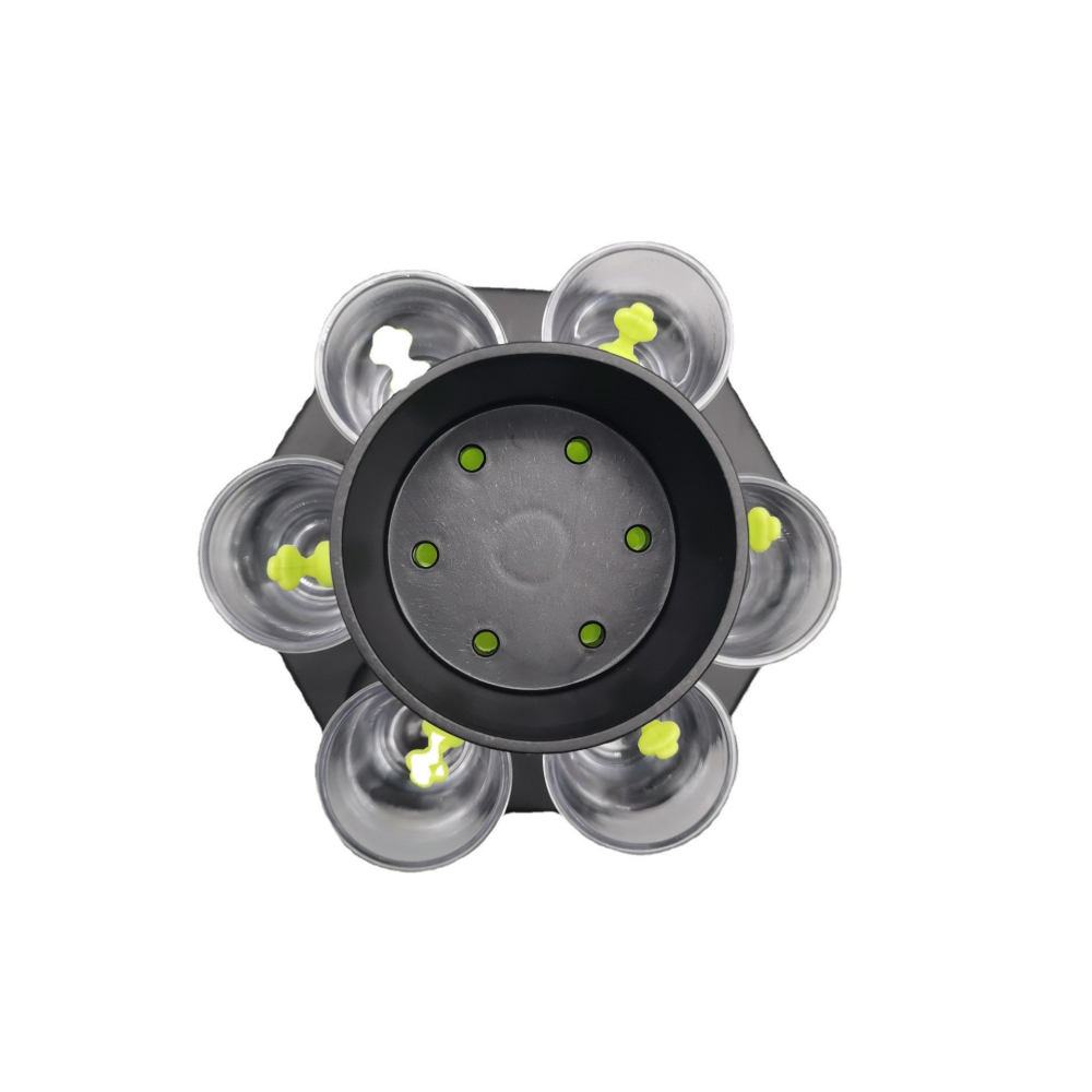 Dozator hexagonal de shoturi, model Dozator Shoturi, set complet cu 6 pahare, sticla neagra [3]