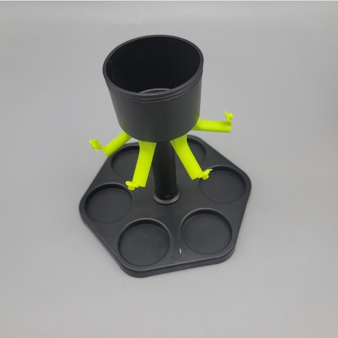 Dozator hexagonal de shoturi, model Dozator Shoturi, set complet cu 6 pahare, sticla neagra [2]