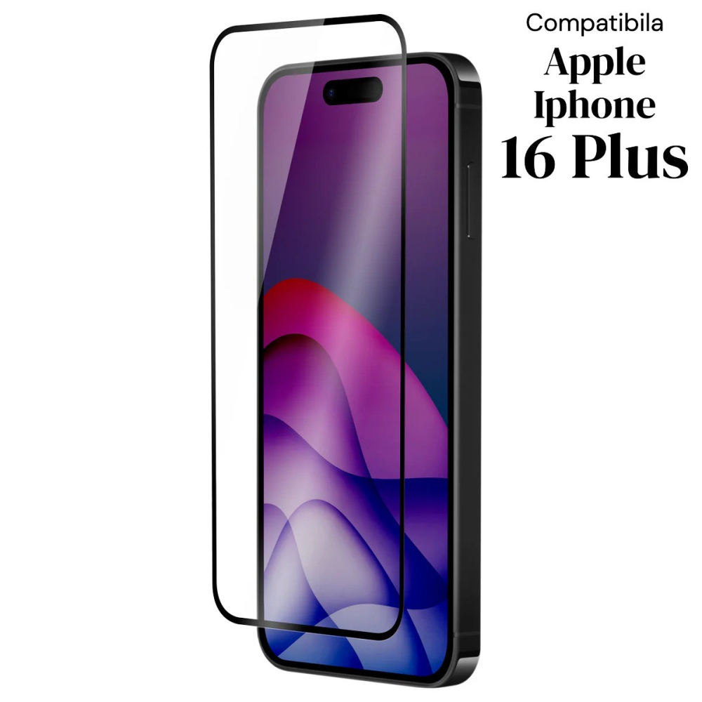 Folie protectie ecran ceramica, iPhone 16 Plus, margini negre, transparenta [2]