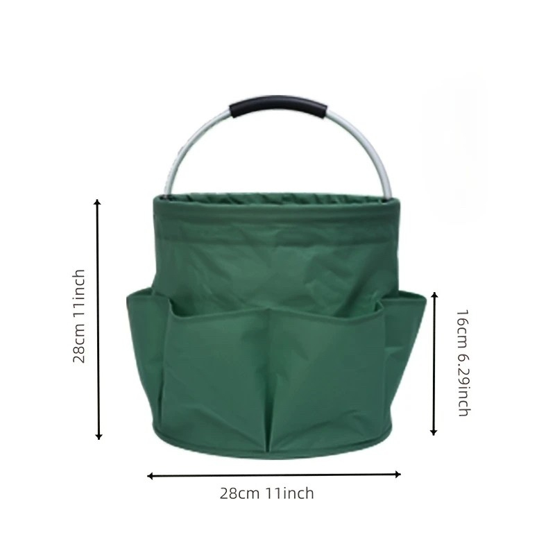 Geanta cos pentru scule, portabila cu buzunare exterioare, din material Oxford 600D, 28x28x28 cm, verde [2]