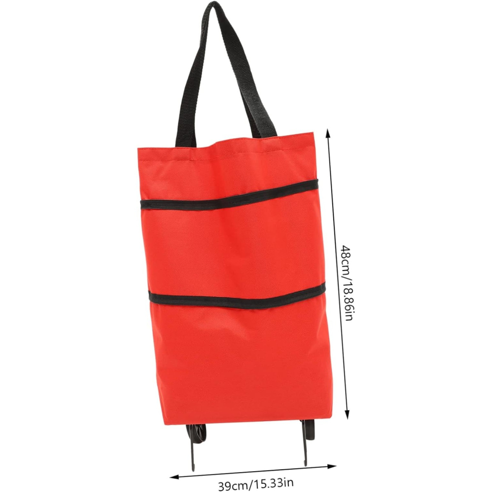 geanta pliabila cu carucior 2 in 1 rosie [8]