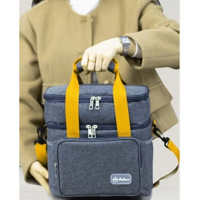 Geanta termica cu 2 compartimente separate, impermeabila, cu manere si curea de umar, 25.5x18x30 cm [4]