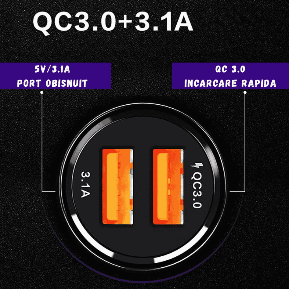 incarcator auto bricheta qc3.0 negru 12v 24v [3]