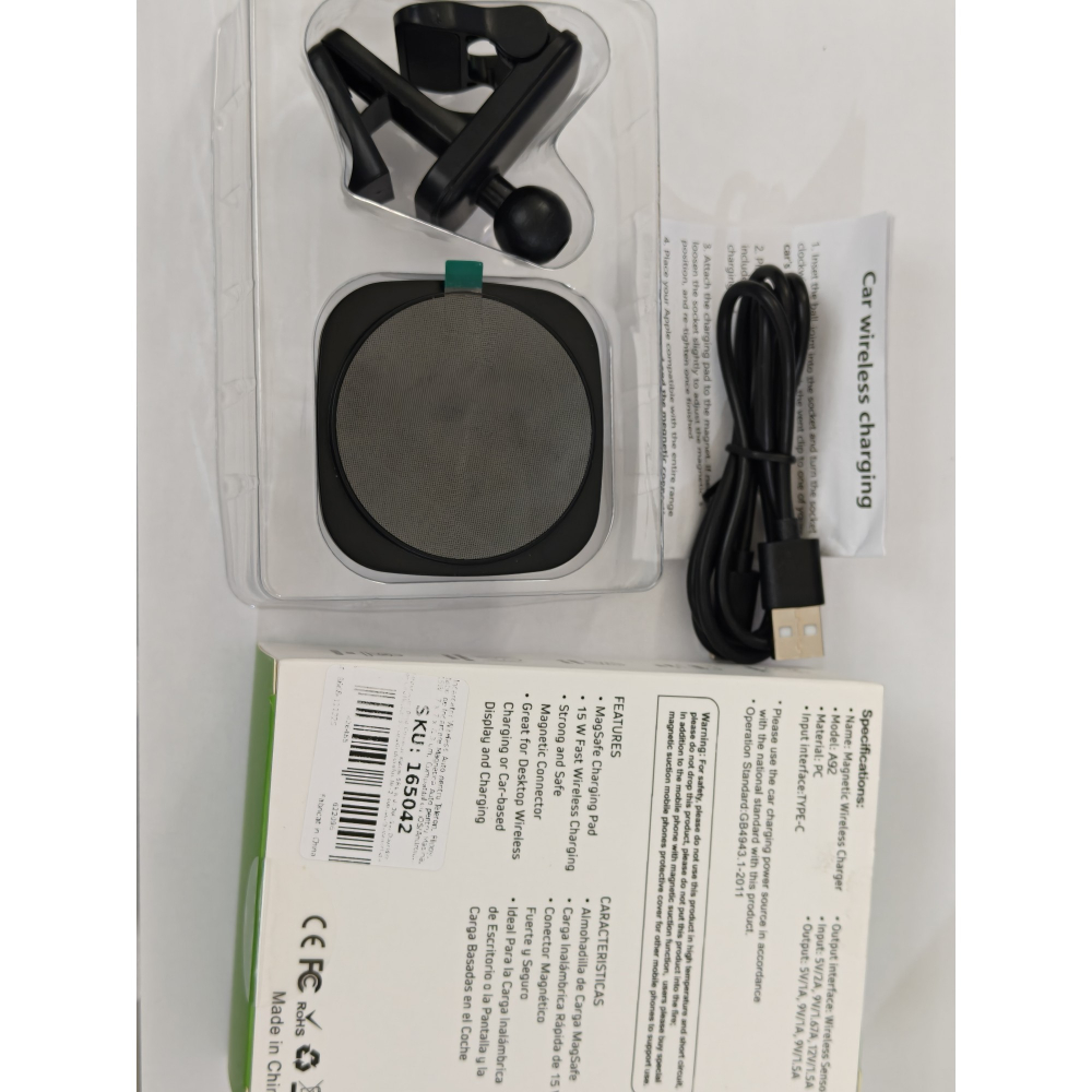 Incarcator wireless auto, statie magnetica, incarcare rapida 15W, negru [4]