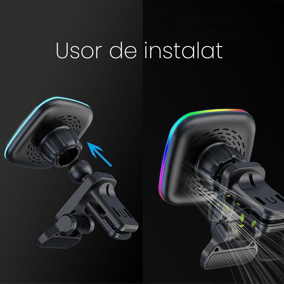 Incarcator wireless auto, statie magnetica, incarcare rapida 15W, negru [3]