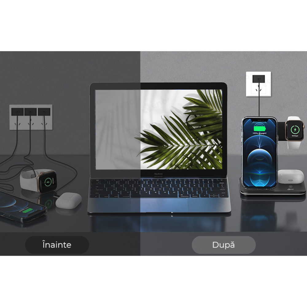 incarcator wireless statie incarcare 3 in 1 negru [2]