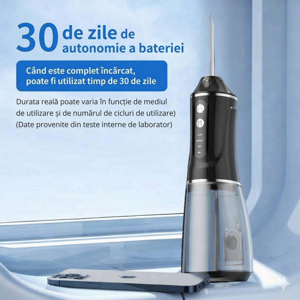 Irigator bucal electric portabil, 3 trepte intensitate, 4 capete incluse, rezervor integrat [7]