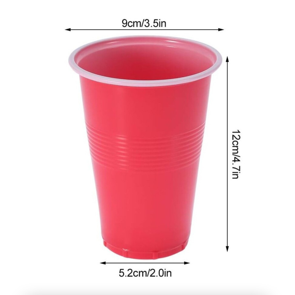 Joc de baut Beer Pong, set clasic, 12 mingi tenis si 12 pahare reutilizabile, plastic colorat [2]